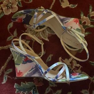 RARE! NWT! | KATE SPADE Watercolor “Fierce” Bermuda Multicolor Satin Wedges |7.5